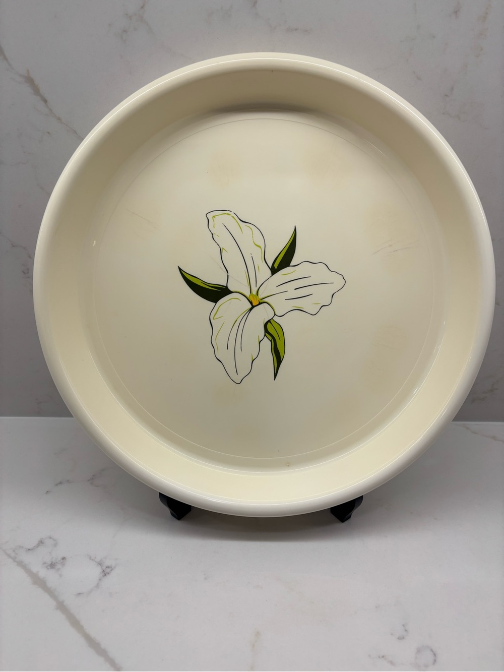 Vintage Cream Floral Ontario Trillium Serving Platter Precision Craft Canada